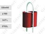 Înălțimea totală: 1100mm Cos stradal Dimensiuni: 2x 330mm x 250mm 490mm Capacitate: ~ 2x17L