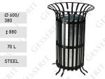Dimensiuni: 600 mm x 380 x 880 Cos stradal Material:  - Acoperit cu pulberi, sinterizat Recipient interior detașabil: este Tablă galvanizată